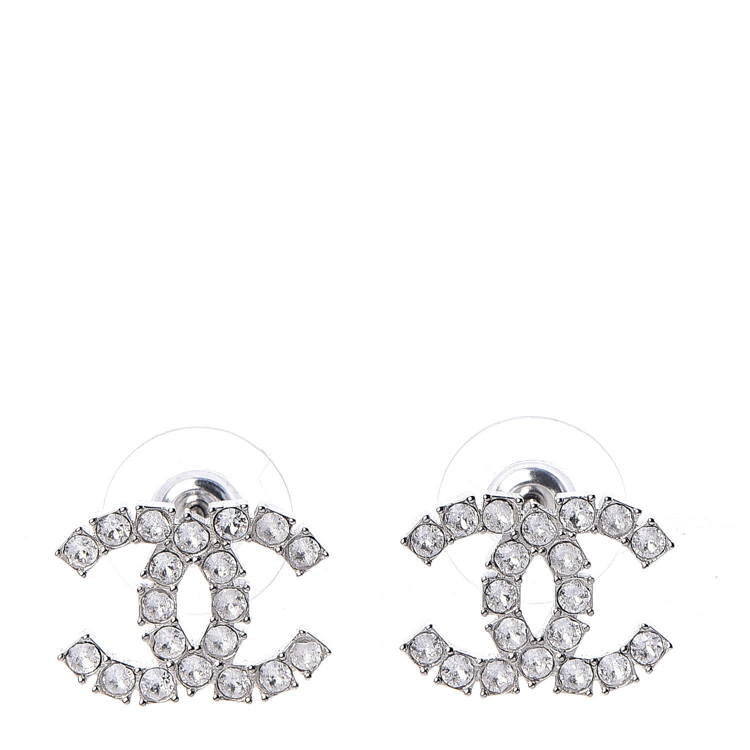 Chanel Crystal CC Earrings Silver 1 of 5