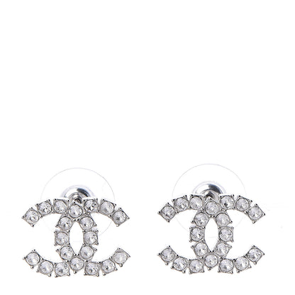 Chanel Crystal CC Earrings Silver 1 of 5