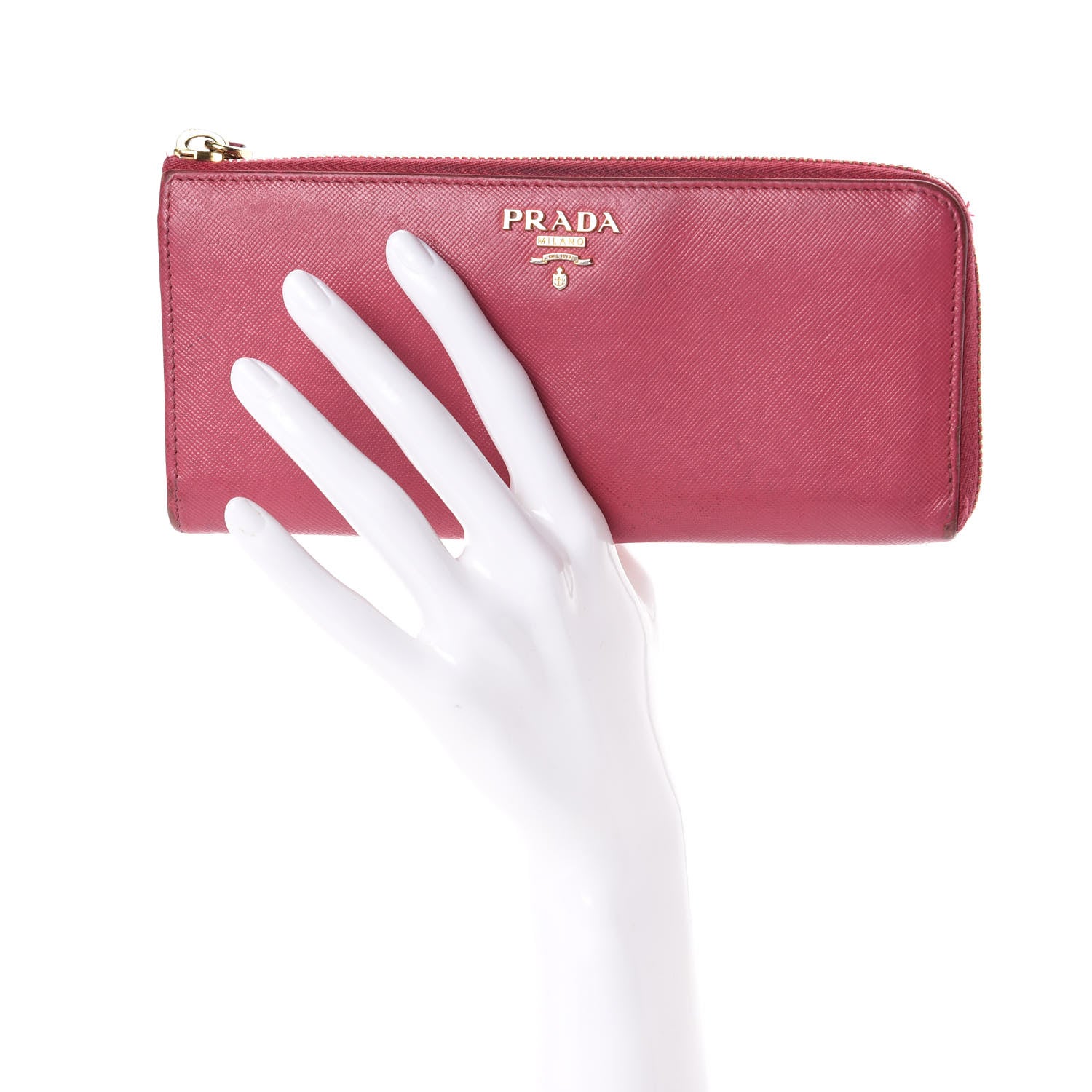 Prada Saffiano Zip Around Wallet Ibisco 2 of 10