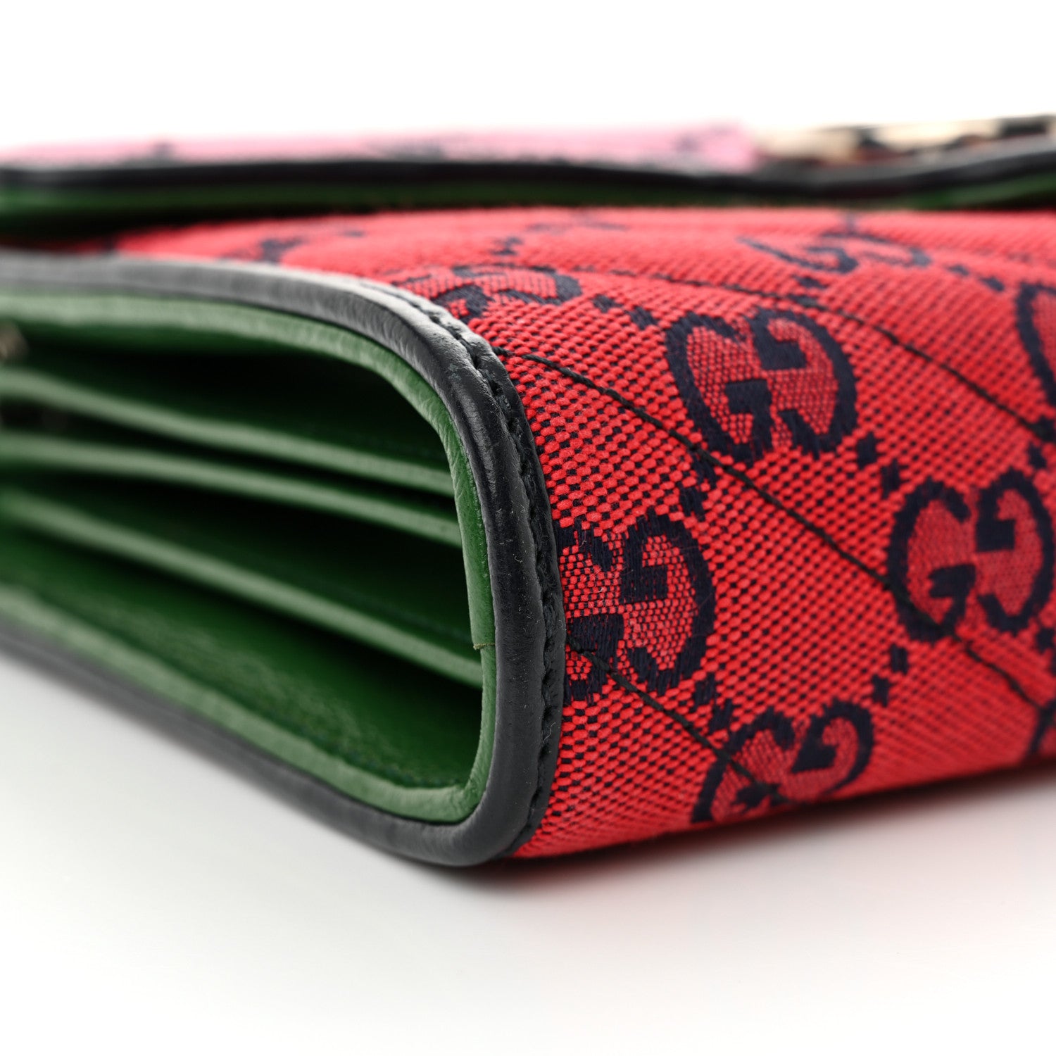 Gucci Monogram Multicolor Matelasse Diagonal GG Marmont Chain Wallet Red Blue Pink Green 9 of 10