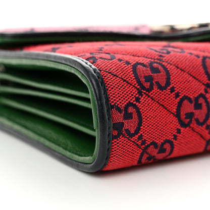 Gucci Monogram Multicolor Matelasse Diagonal GG Marmont Chain Wallet Red Blue Pink Green 9 of 10