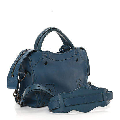 Balenciaga Veau Soyeux Perforated Blackout Hardware Mini City Bleu Canard 3 of 10