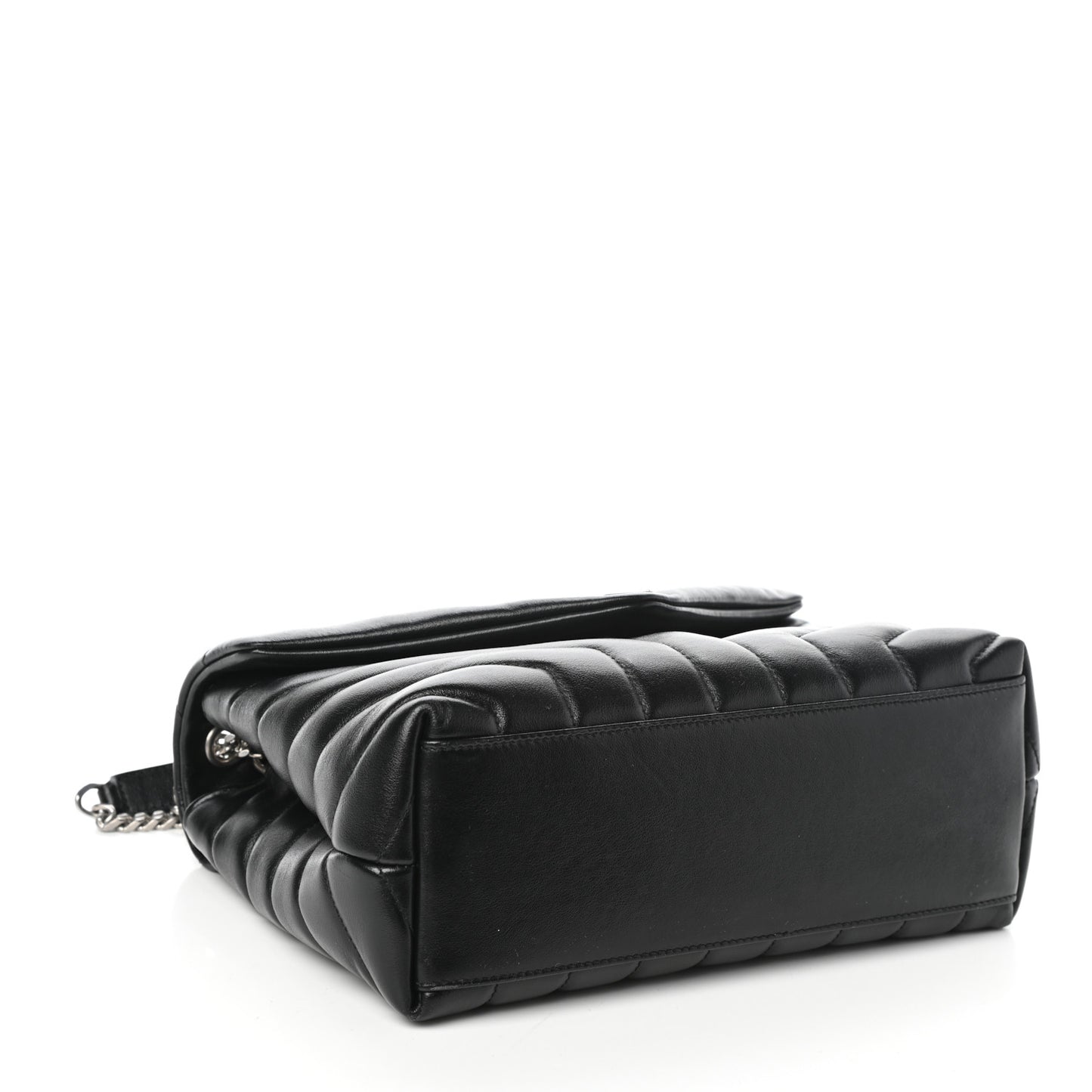 Calfskin Y Quilted Monogram Small Loulou Chain Satchel Black