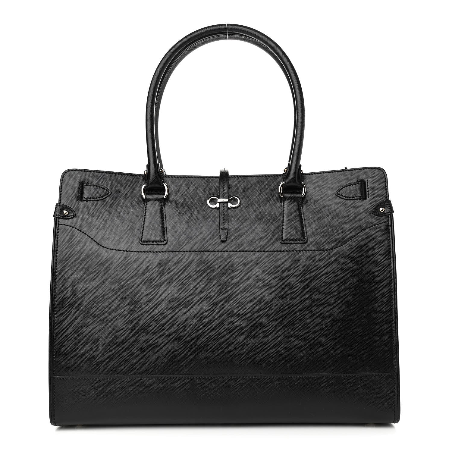 Salvatore Ferragamo Printed Calfskin Briana Tote Black 1 of 9