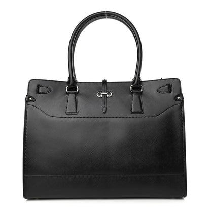 Salvatore Ferragamo Printed Calfskin Briana Tote Black 1 of 9