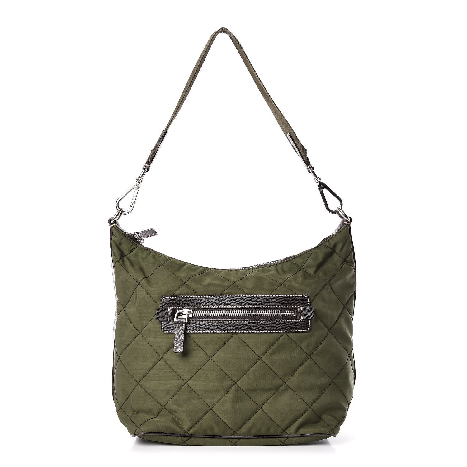 Prada Tessuto Nylon Impunturato Quilted Hobo Green 1 of 11