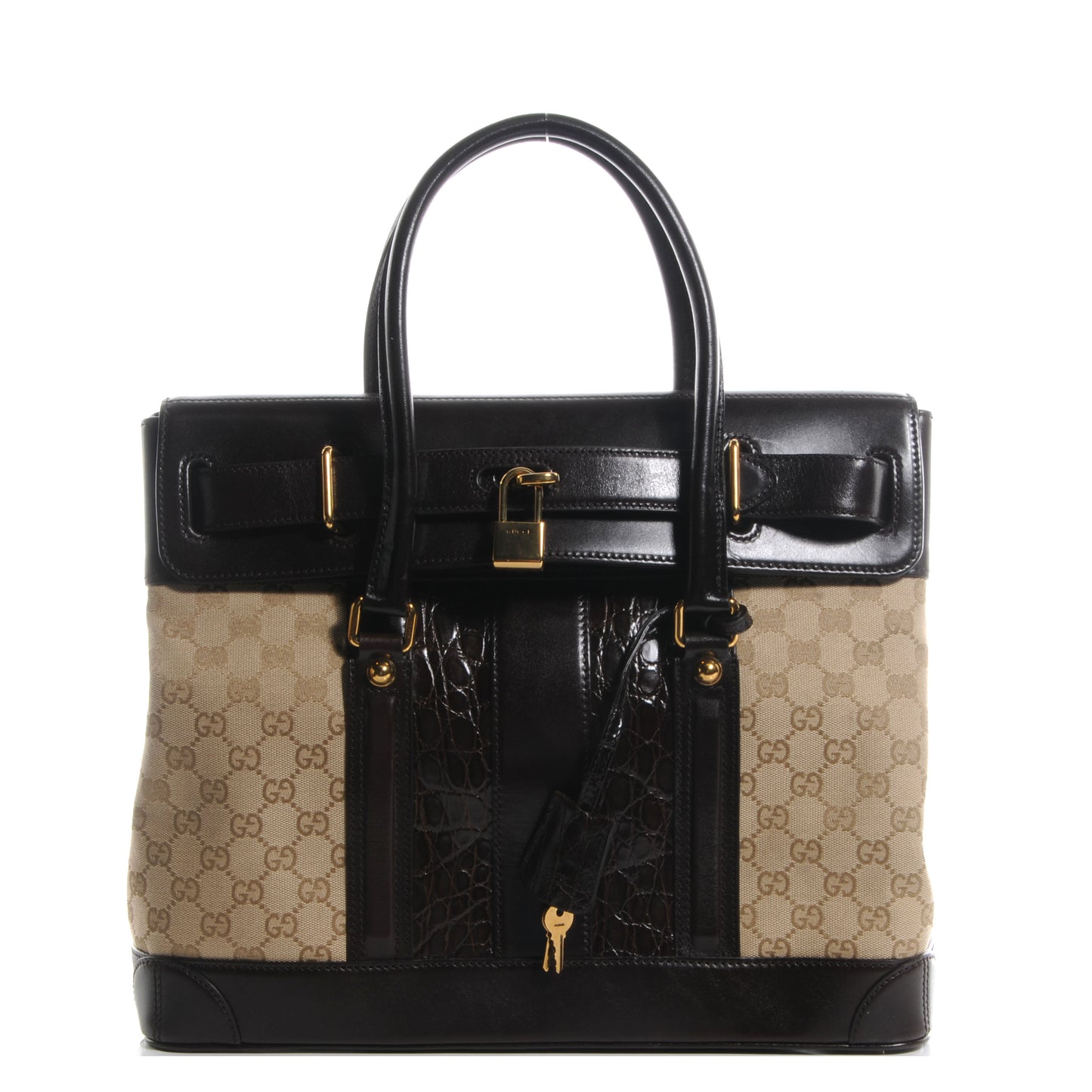 Monogram Crocodile Web Secret Top Handle Medium Satchel