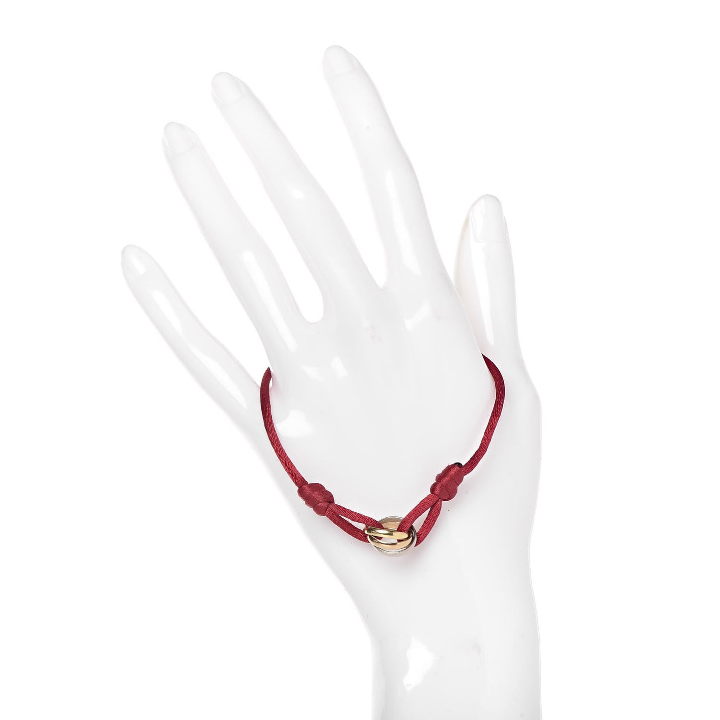 18K Pink Yellow White Gold Trinity Cord Bracelet Red