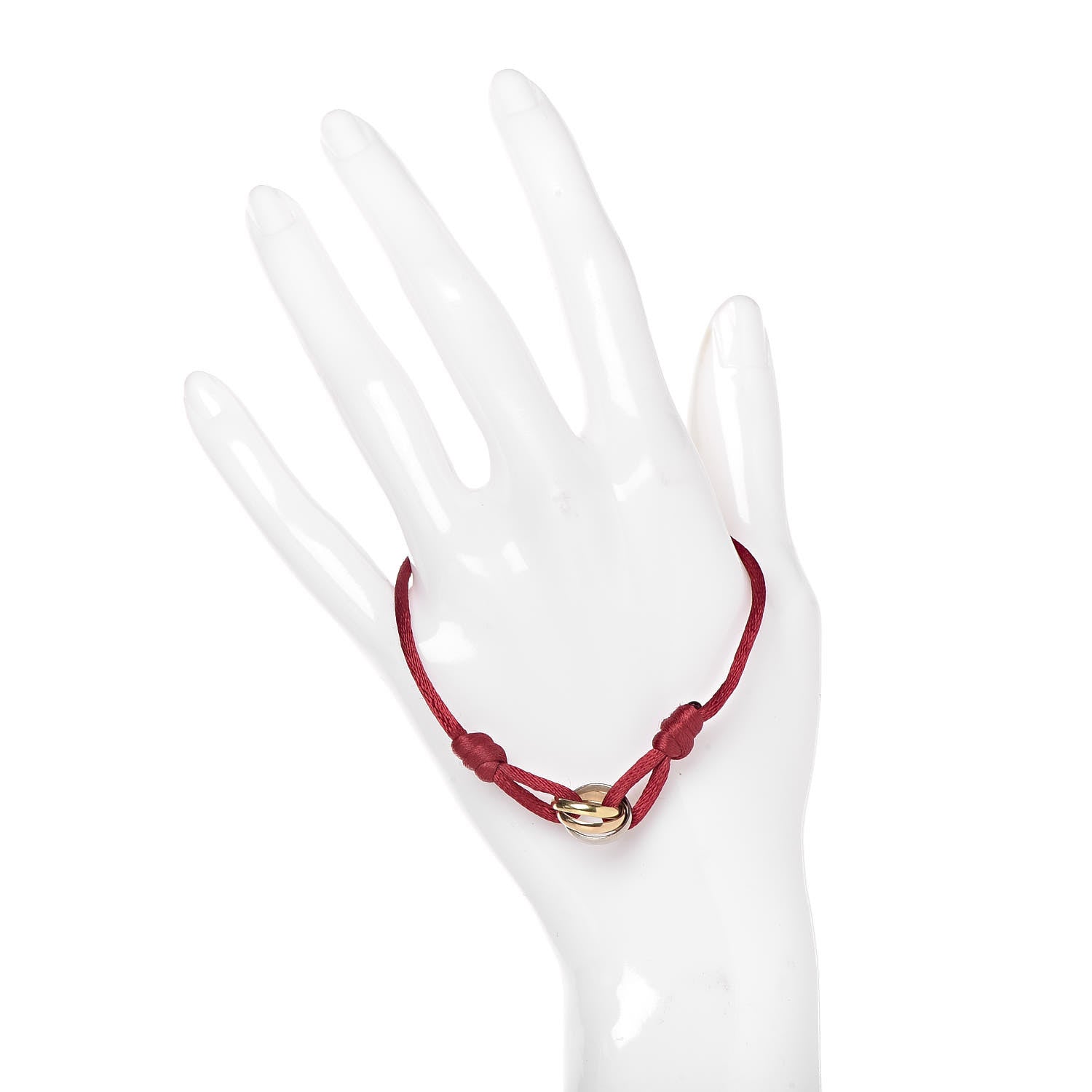 Cartier 18K Pink Yellow White Gold Trinity Cord Bracelet Red 2 of 6