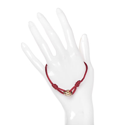 Cartier 18K Pink Yellow White Gold Trinity Cord Bracelet Red 2 of 6