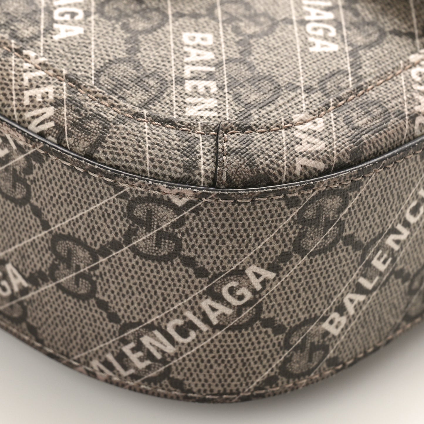 X BALENCIAGA GG Supreme Monogram Web Logo Print Mini Horsebit 1955 Shoulder Bag Beige Ebony
