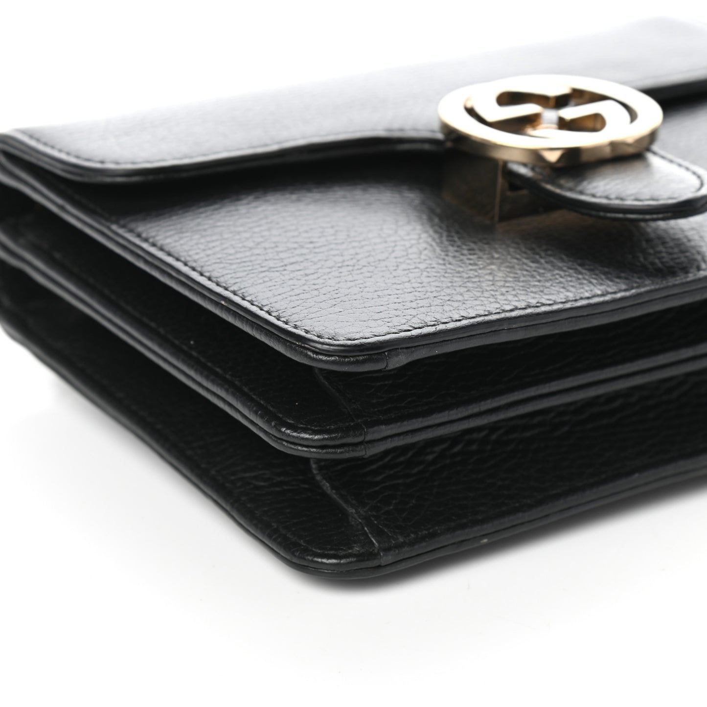 Dollar Calfskin Small Interlocking G Shoulder Bag Black