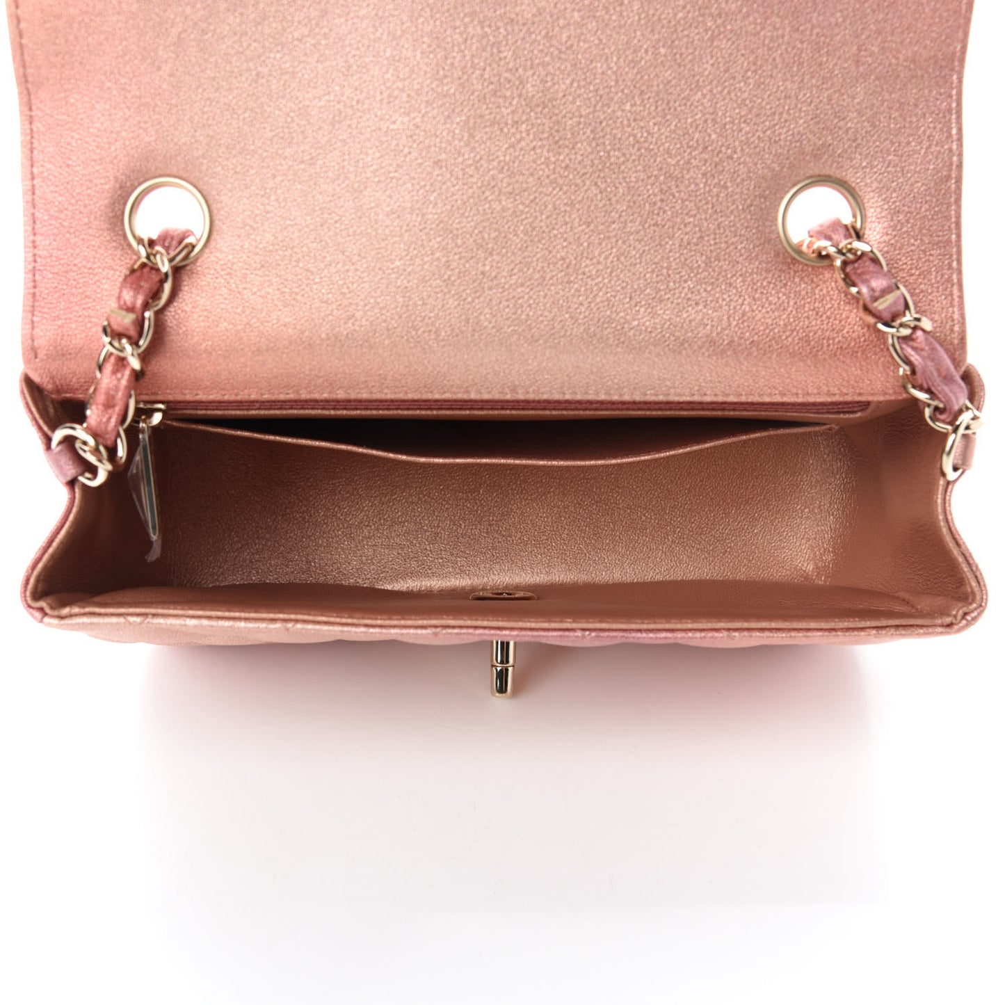 Metallic Lambskin Quilted Ombre Mini Rectangular Flap Pink