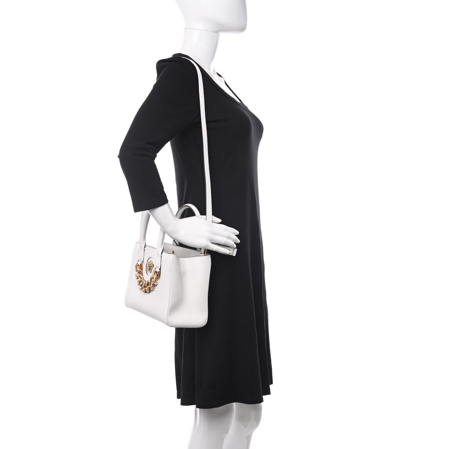Versace Grained Calfskin Small La Medusa Chain Tote White 2 of 10