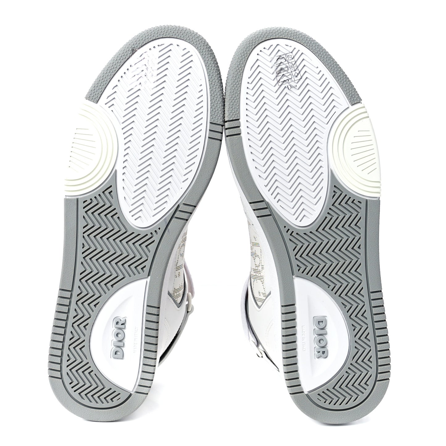 Smooth Calfskin Oblique Galaxy Perforated Mens B27 Mid Top Sneakers 43 White Grey