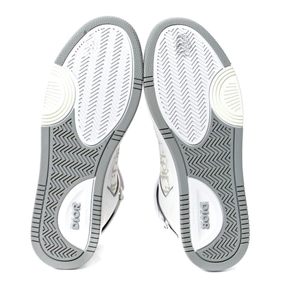 Christian Dior Smooth Calfskin Oblique Galaxy Perforated Mens B27 Mid Top Sneakers 43 White Grey 5 of 9