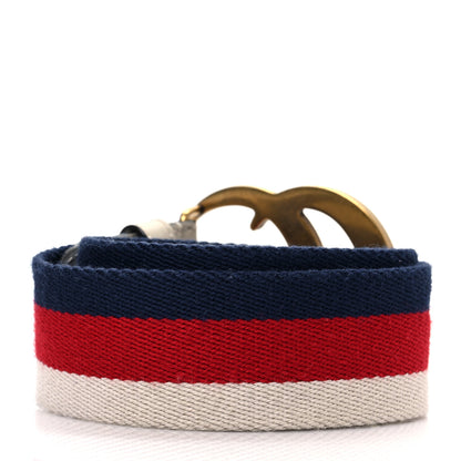 Gucci Nylon Calfskin Sylvie Web Double G 40mm Belt 85 34 Mystic White Hibiscus Red Maritime 2 of 4
