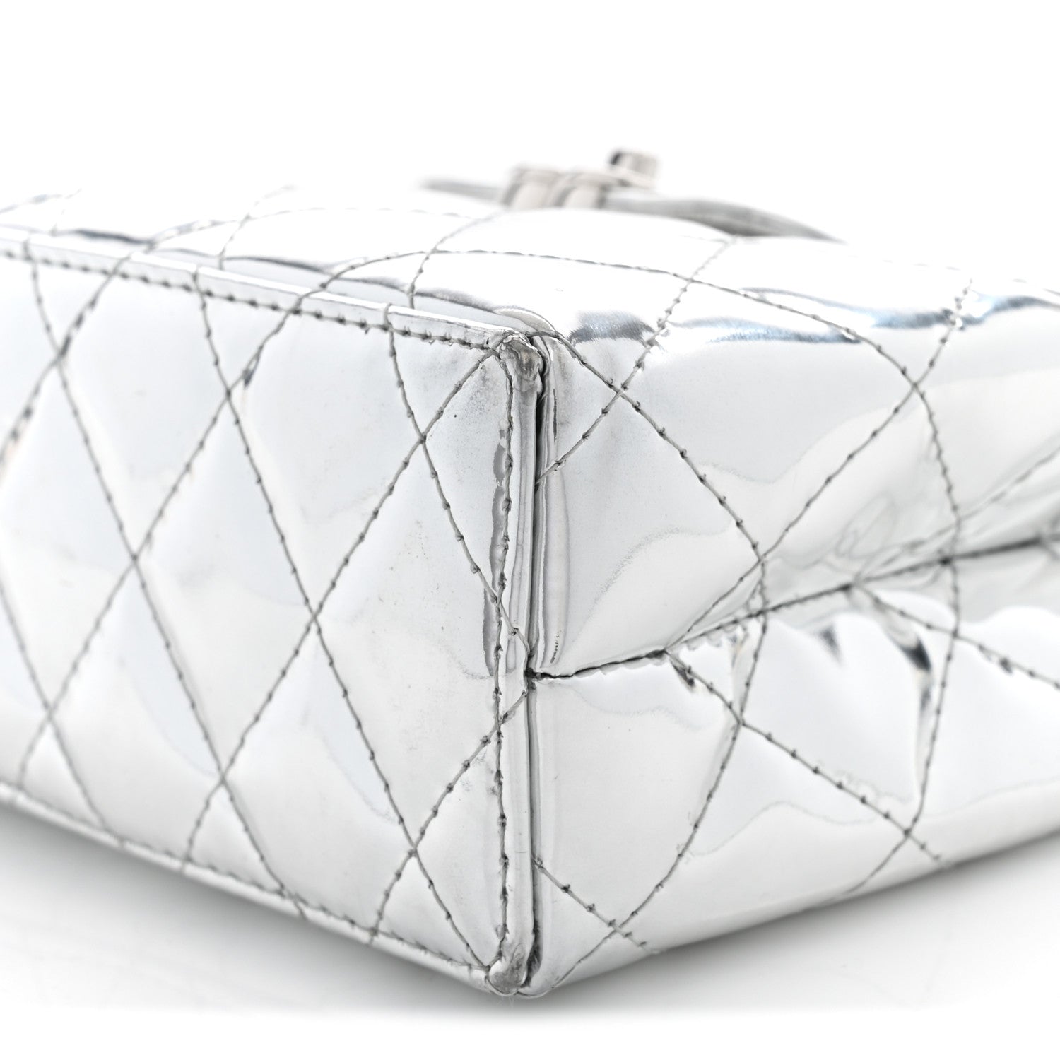 Chanel Mirror Calfskin Metallic Calfskin Quilted Nano Kelly Shopper Silvery 10 of 10