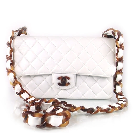 Lambskin Medium Bekko Resin Flap White