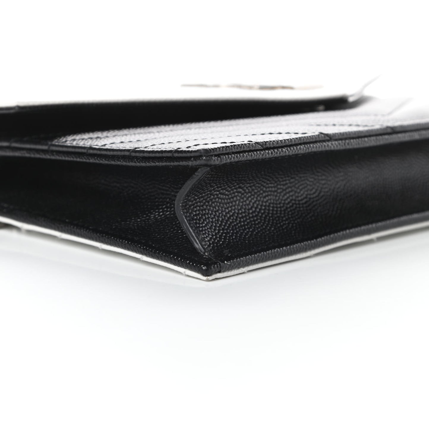 Grain De Poudre Matelasse Chevron Monogram Envelope Chain Wallet Pearl White Black
