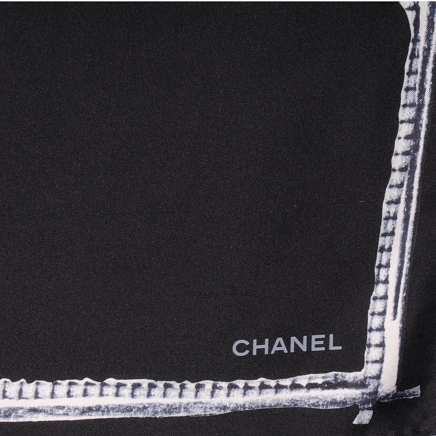 Silk Camellia Flower Scarf Black CC