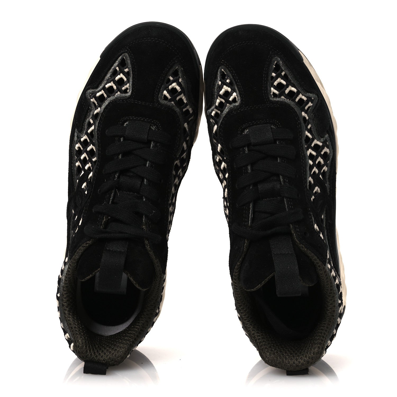 Chanel Suede Calfskin Embroidered CC Sneakers 36.5 Black 2 of 12