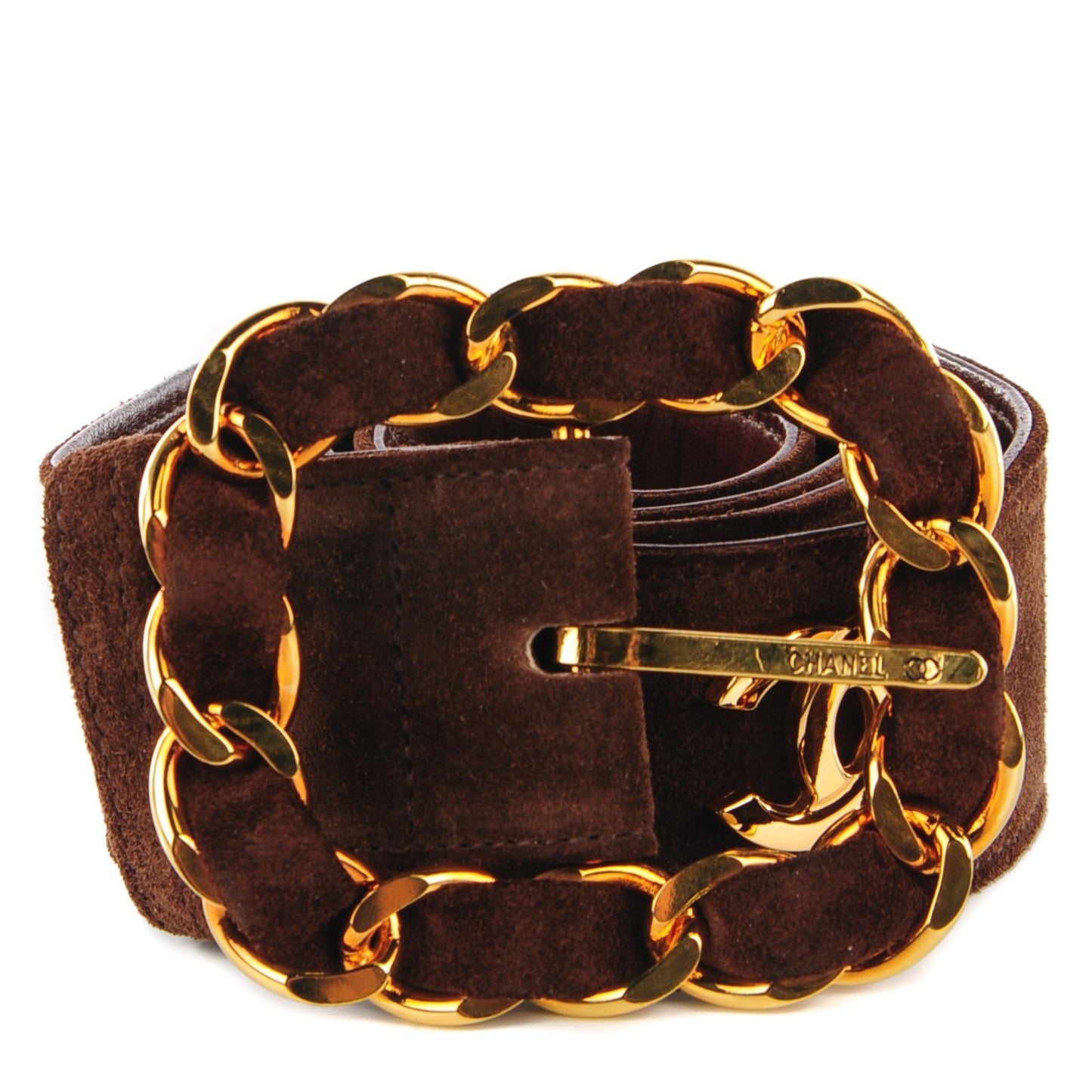 Suede CC Chain Belt 75 30 Brown