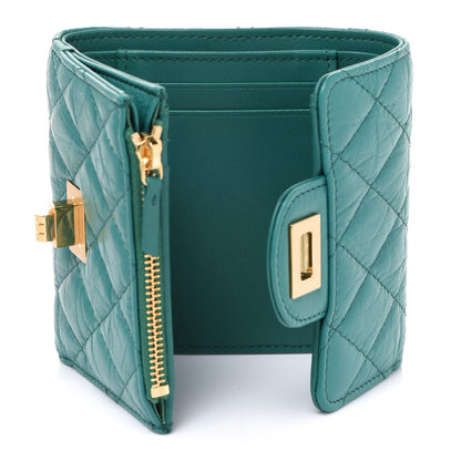 Chanel Aged Calfskin Quilted Reissue Compact Wallet Green 5 of 8
