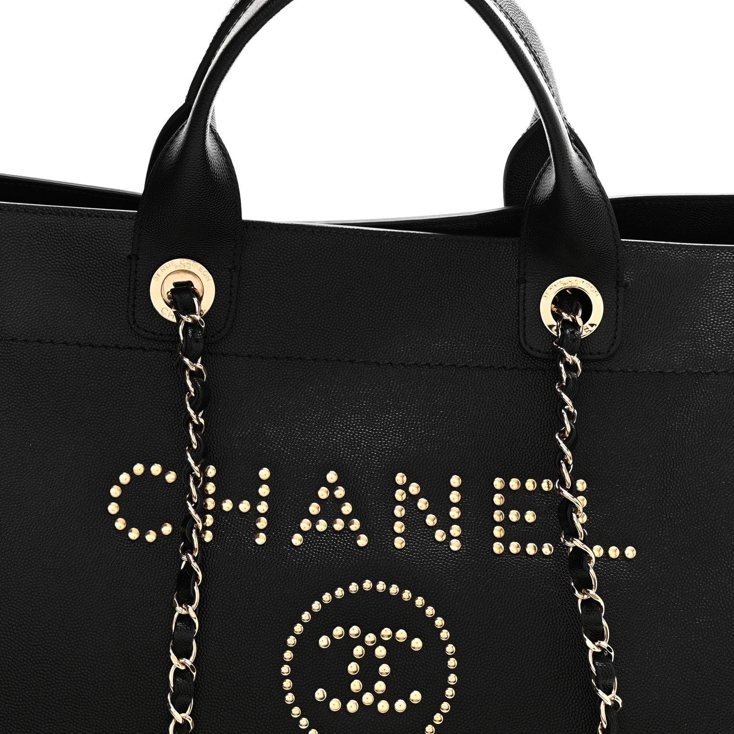 Chanel Caviar Large Studded Deauville Tote Black 8 of 10