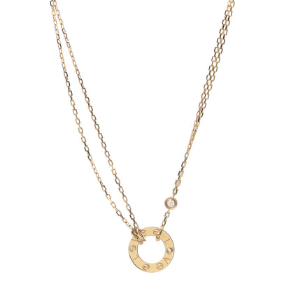 Cartier 18K Yellow Gold 2 Diamond LOVE Necklace 1 of 8