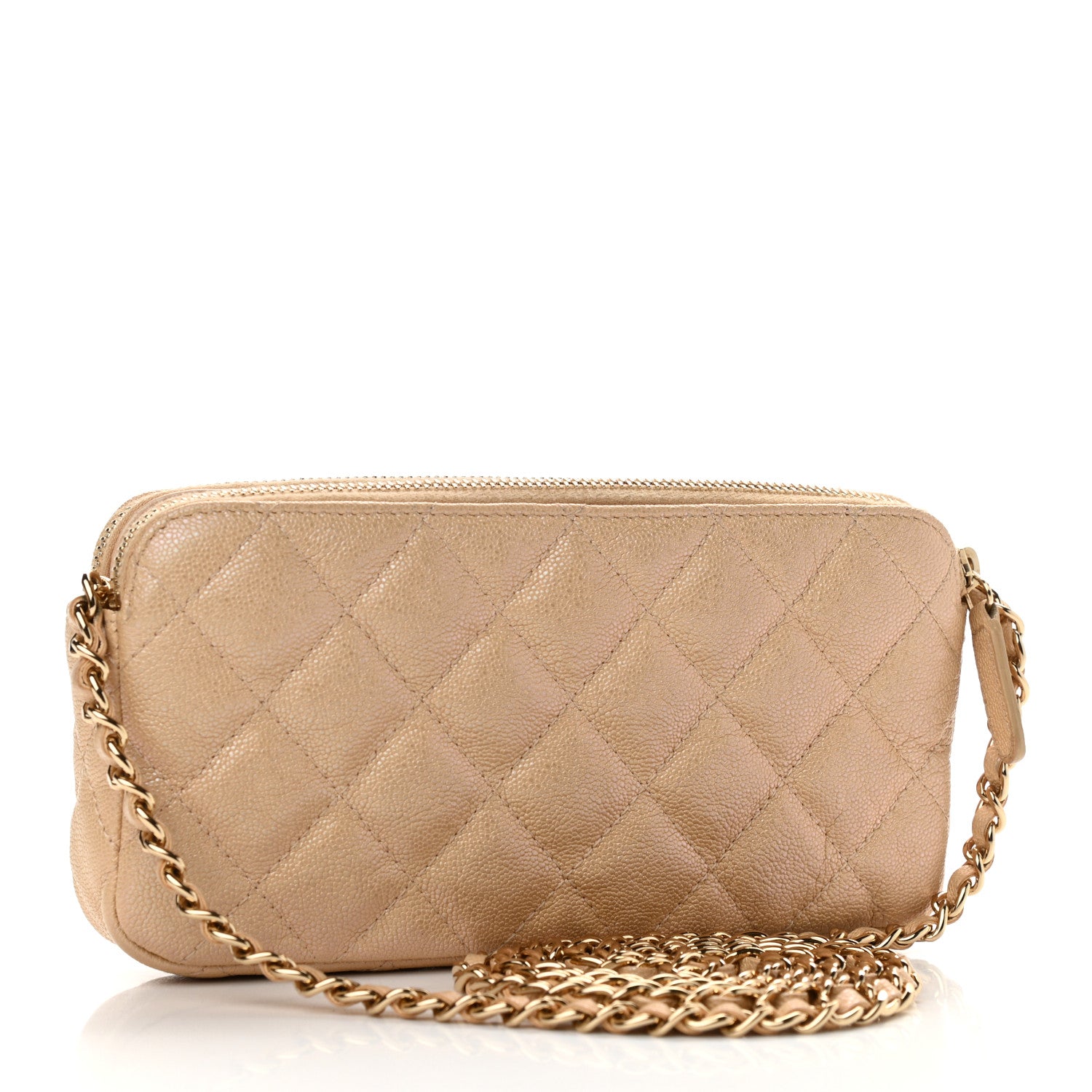 Chanel Iridescent Caviar Quilted Small Clutch With Chain Beige 3 of 16