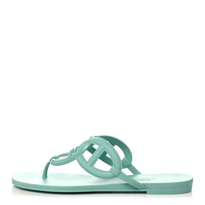 Hermes Rubber Womens Egerie Sandals 39 Vert Embrun 1 of 9