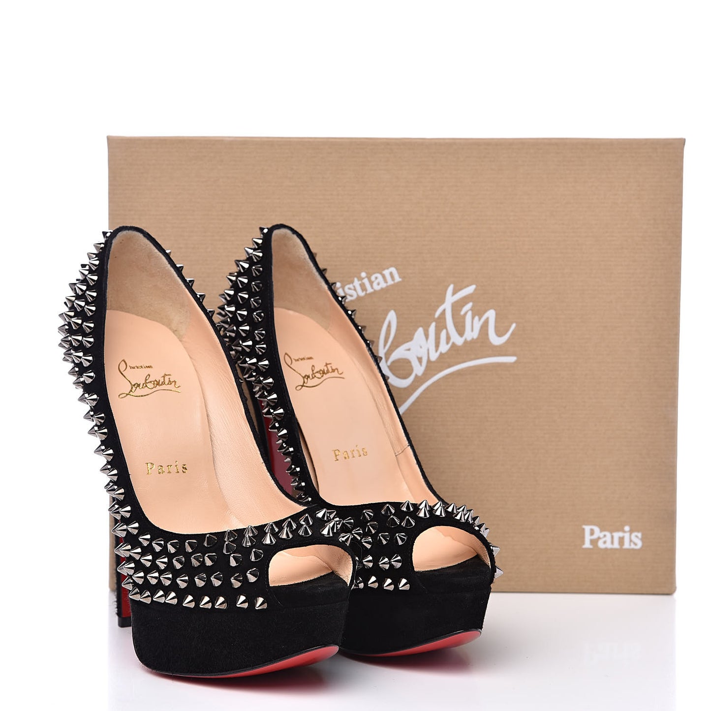 Veau Velours Lady Peep Spikes 150 Pumps 37.5 Black