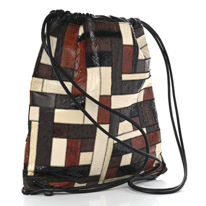 Saint Laurent Ostrich Lizard Snakeskin Patchwork Drawstring Bag Multicolor 4 of 11