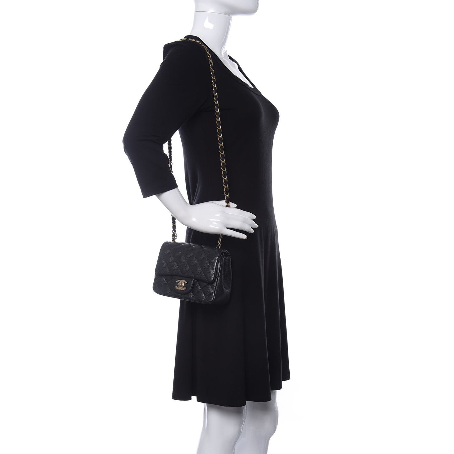 Caviar Quilted Mini Square Flap Dark Charcoal