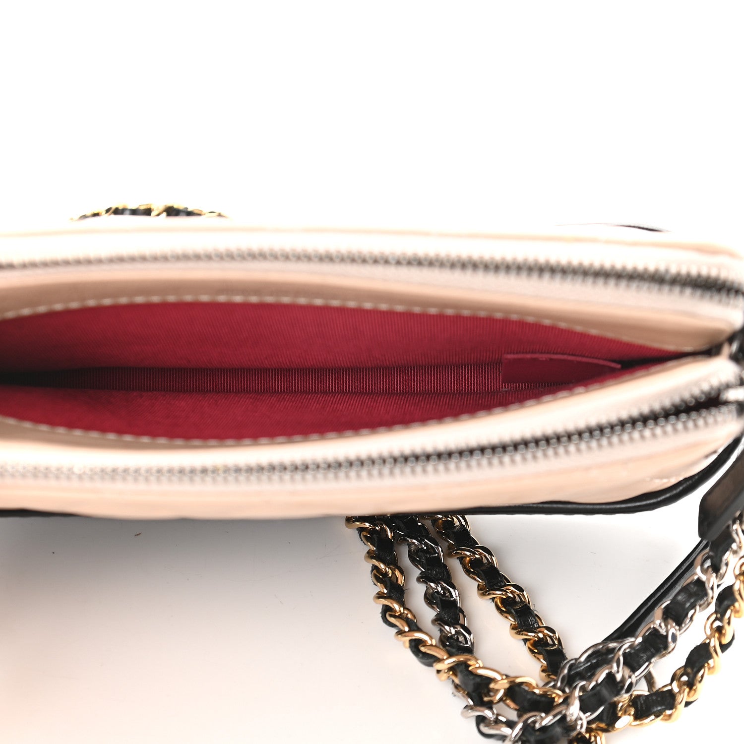 Chanel Aged Calfskin Quilted Small Gabrielle Clutch With Chain Beige Black 5 of 12