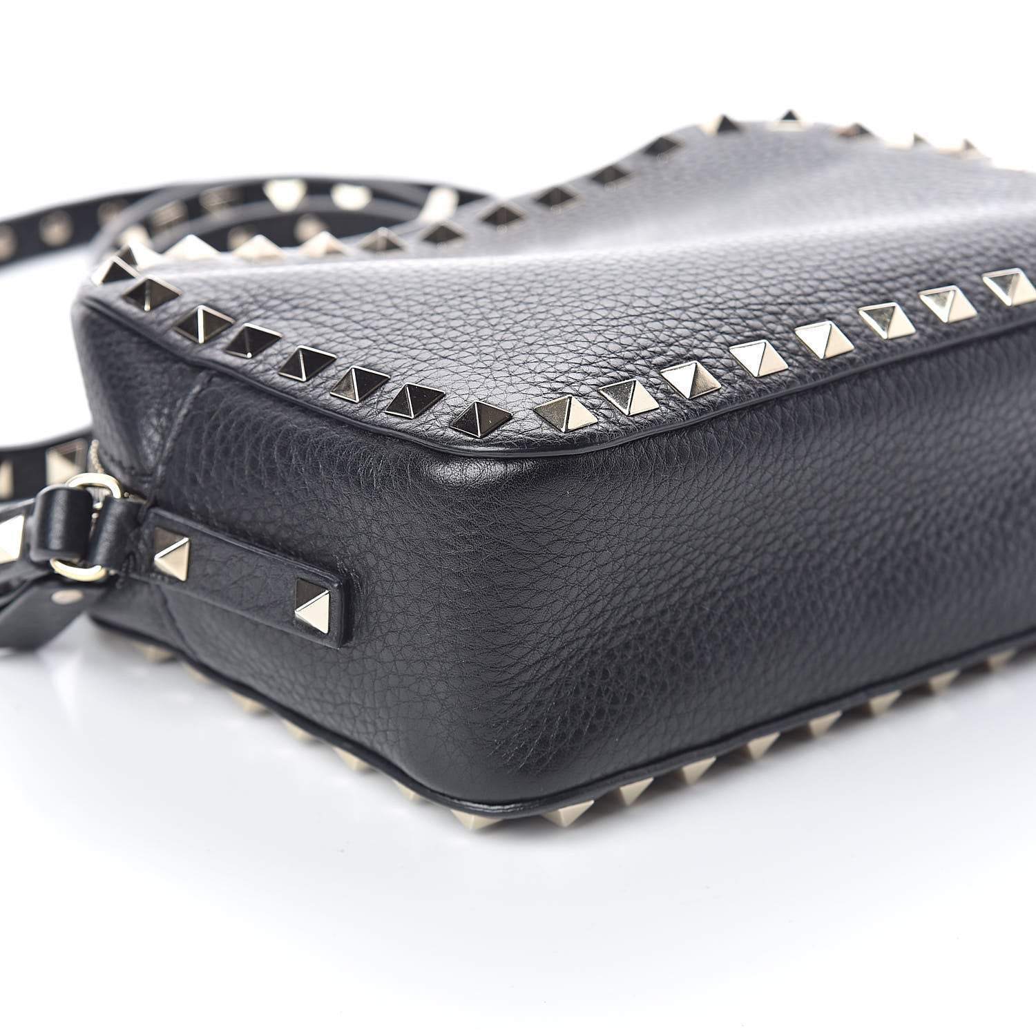 Valentino Garavani Pebbled Calfskin Rockstud Camera Crossbody Bag Black 8 of 9