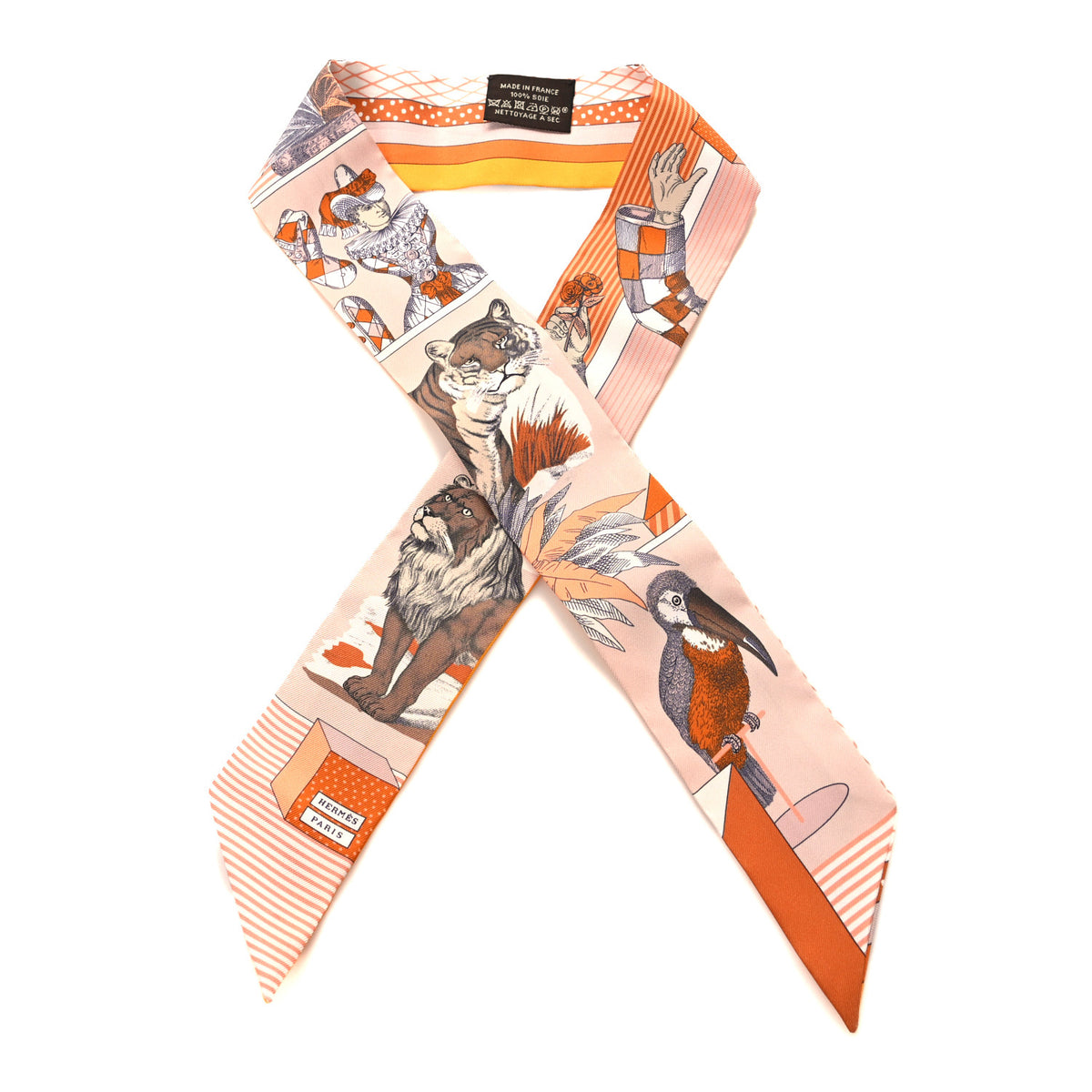 Hermes Silk Twilly Grand Theatre Nouveau Poudre Orange Cuite 1 of 4