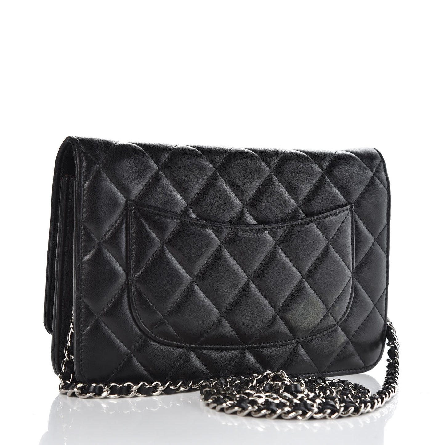 Lambskin Quilted Wallet On Chain WOC Black