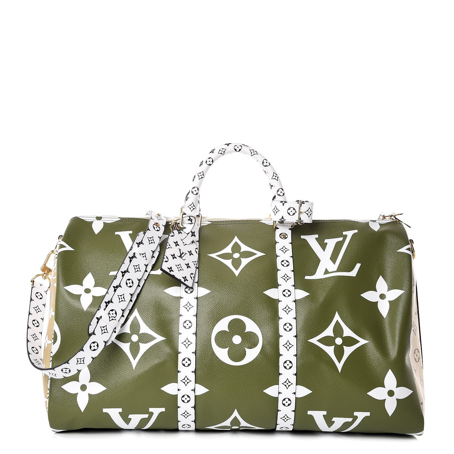 Louis Vuitton Monogram Giant Keepall Bandouliere 50 Kaki Beige 1 of 9