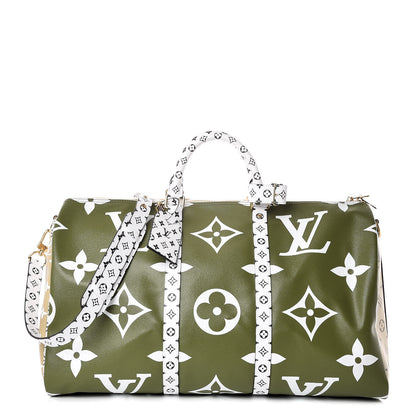 Louis Vuitton Monogram Giant Keepall Bandouliere 50 Kaki Beige 1 of 9