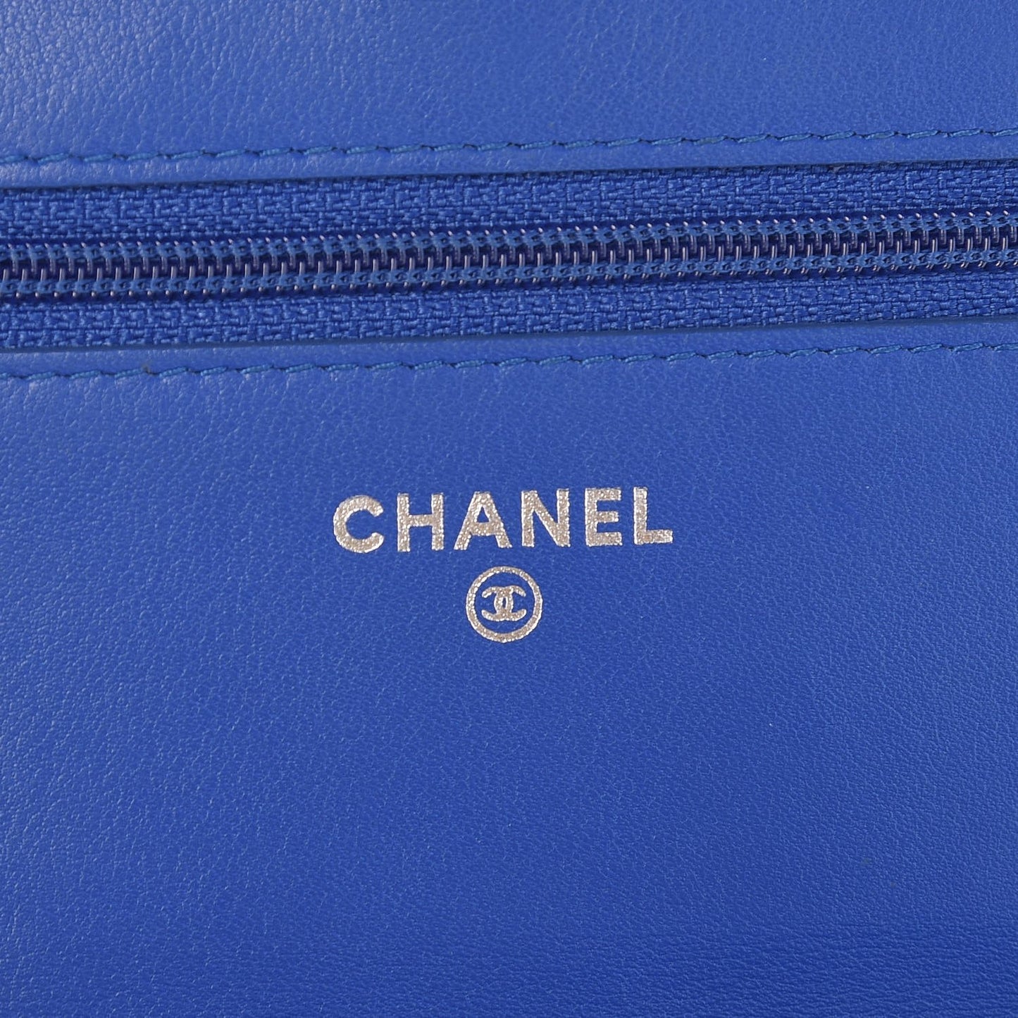 Patent Quilted Wallet On Chain WOC Blue