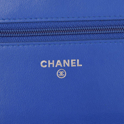 Chanel Patent Quilted Wallet On Chain WOC Blue 6 of 9