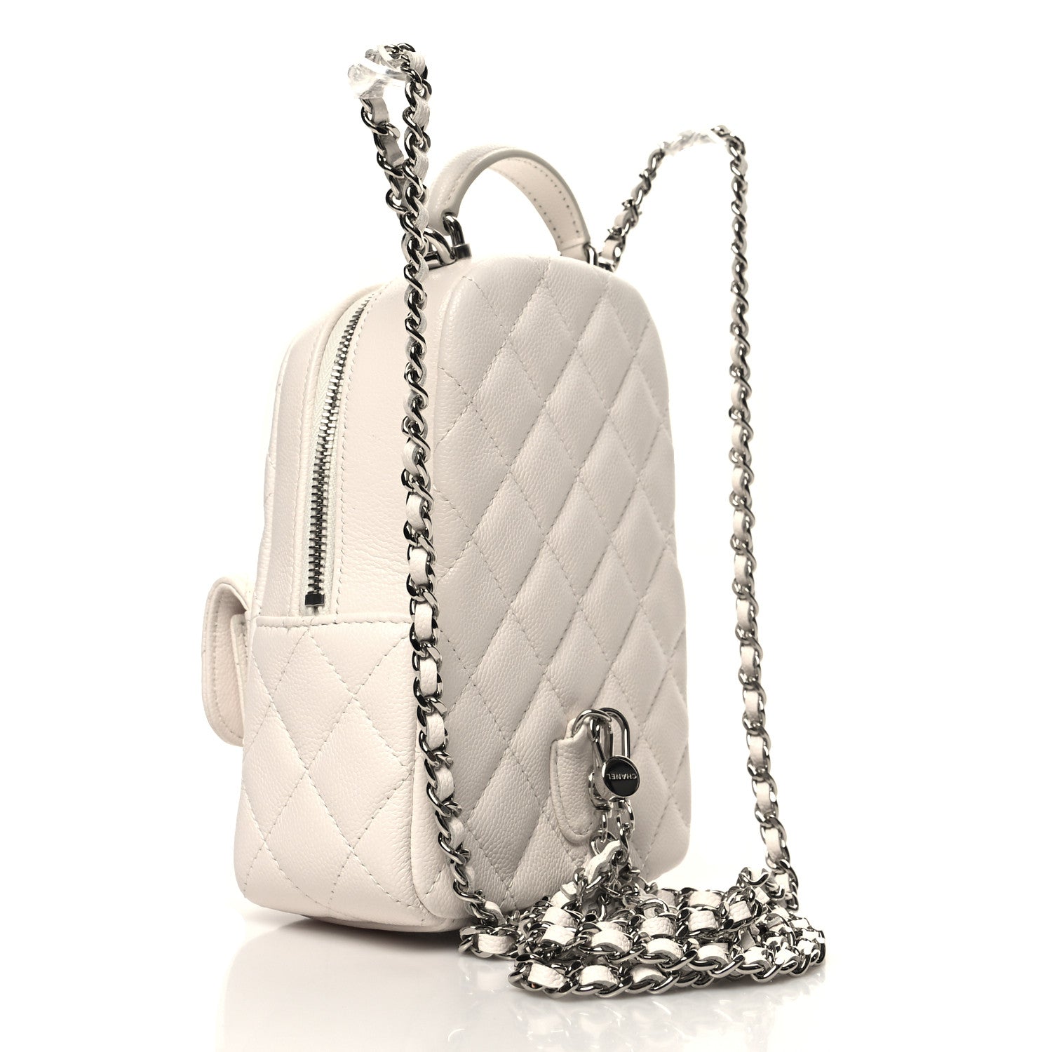Chanel Caviar Quilted CC Mini Classic Backpack White 3 of 11