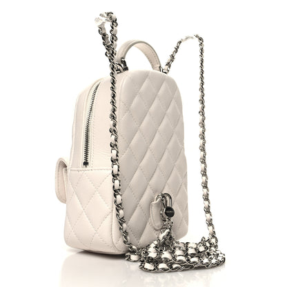 Chanel Caviar Quilted CC Mini Classic Backpack White 3 of 11