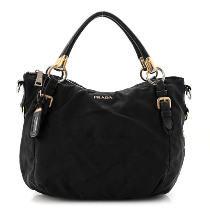 Prada Tessuto Nylon Vitello Daino Shopping Satchel Black 1 of 12