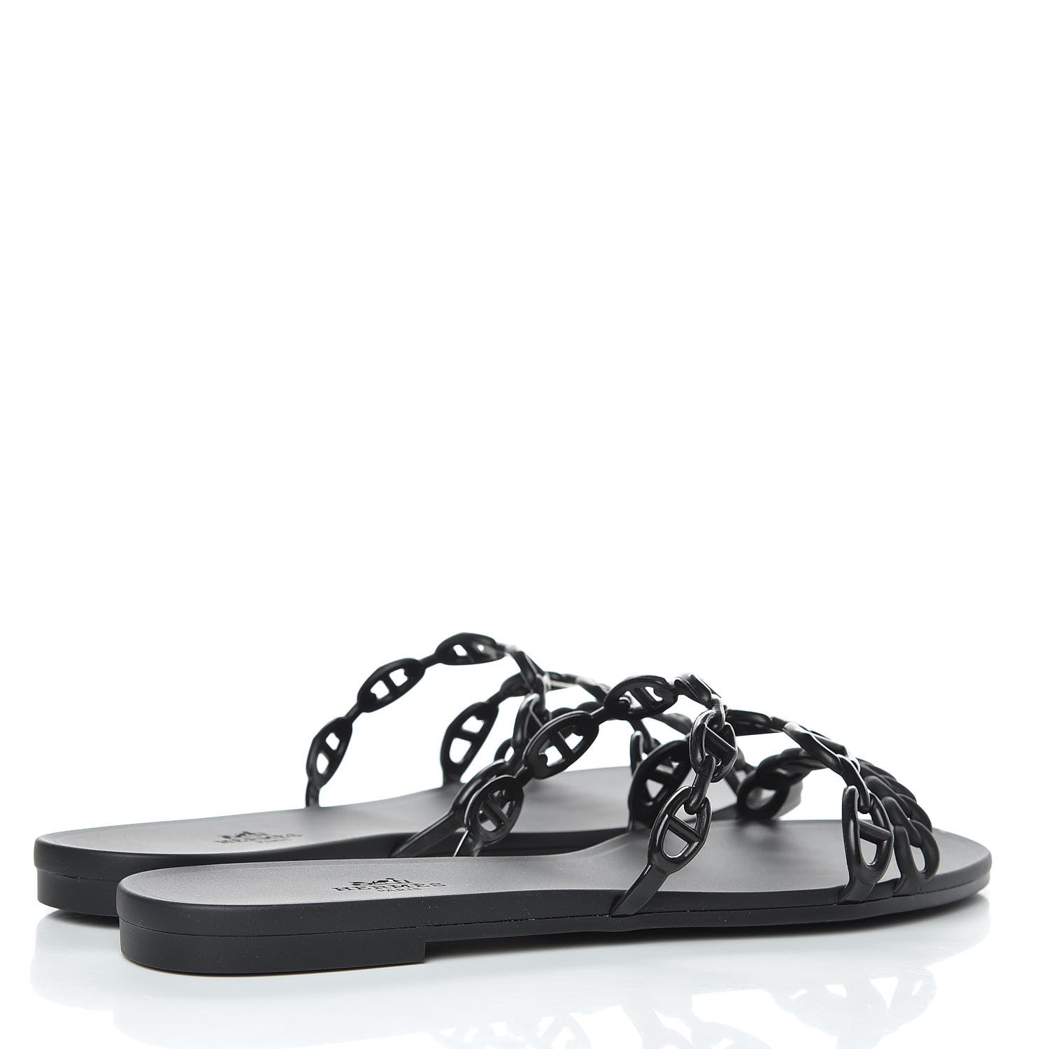 Hermes Rubber Chaine d'Ancre Rivage Sandals 40 Black 4 of 7
