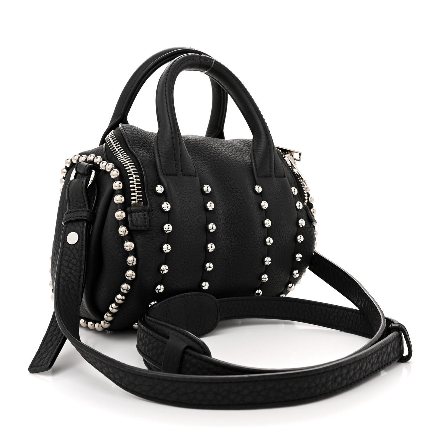 Calfskin Studded Mini Rockie Matte Black Rhodium Hardware