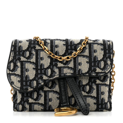Christian Dior Oblique Nano Saddle Chain Pouch Blue 1 of 7