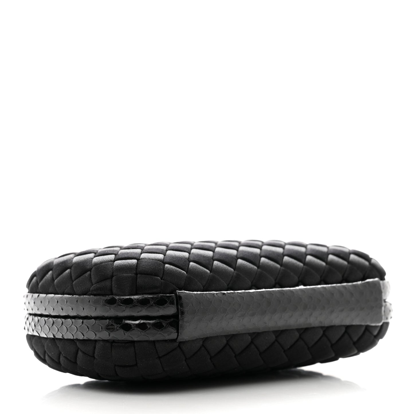 Satin Intreccio Impero Knot Clutch Black